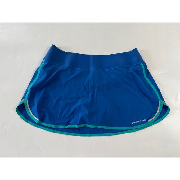 Brooks Running Mini Skort Skirt Womens Large Blue Athleisure Tennis Golf - Picture 1 of 13
